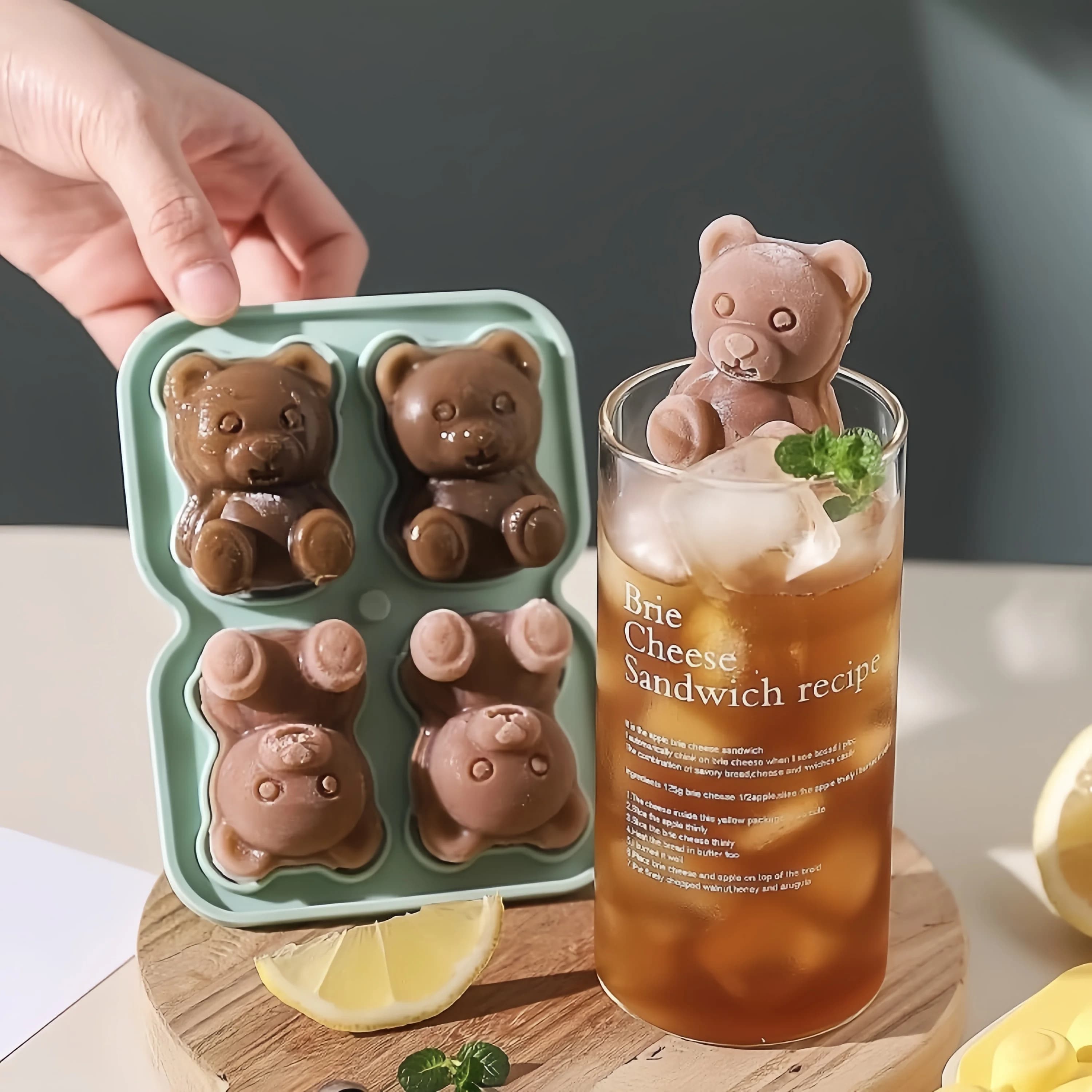 Stampo per orsi 3D per bambini Gelato riutilizzabile Stampi per cubetti fai-da-te a rilascio facile Orsacchiotto Vassoi per cubetti di ghiaccio per congelatore Forma divertente Donna Uomo