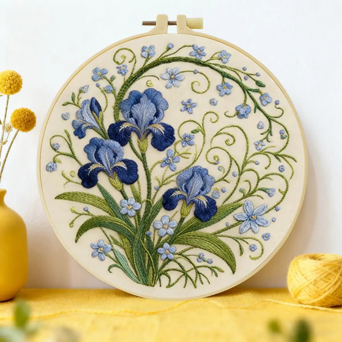 1pc 20X20CM/15X15CM 7.87/6.3inch Flower Embroidery Starter Kit DIY Kit DIY Embroidery Kit Manualidades Home Decor Sewing Art