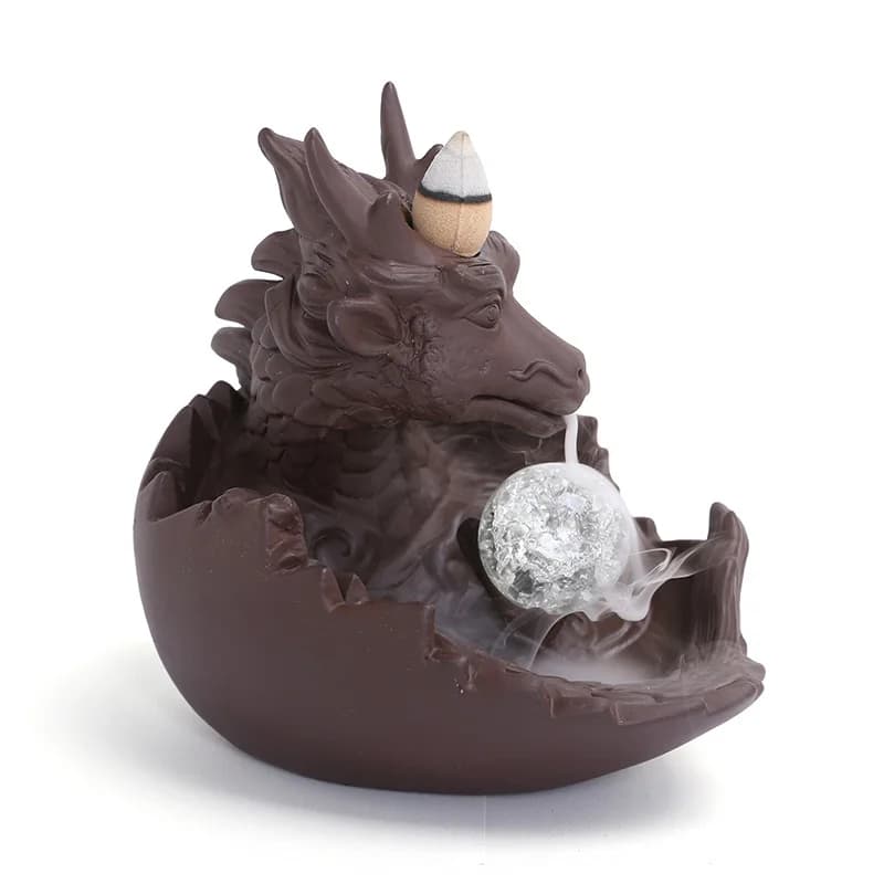Purple Clay Backflow Incense Burner Creative Little Dragon Playing with Pearls Incense Burner Home Decor Craft Ornament
