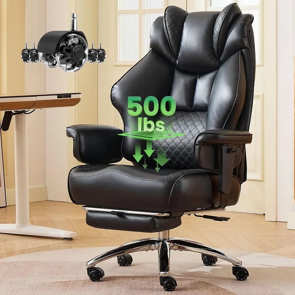 Sedia da Ufficio Grande e Alta con Supporto Lombare Regolabile, Seduta Extra Larga, Sedia Ergonomica da Gaming con Poggiapiedi, Schienale Alto Resistente