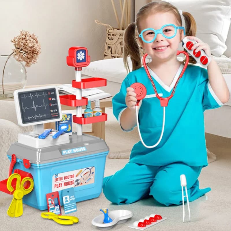 Kids Pretend Play Toy Set Simulation Doctor Kit Hamburger Ice Cream Dessert Career Role Play Toys Interactive Educational Toy