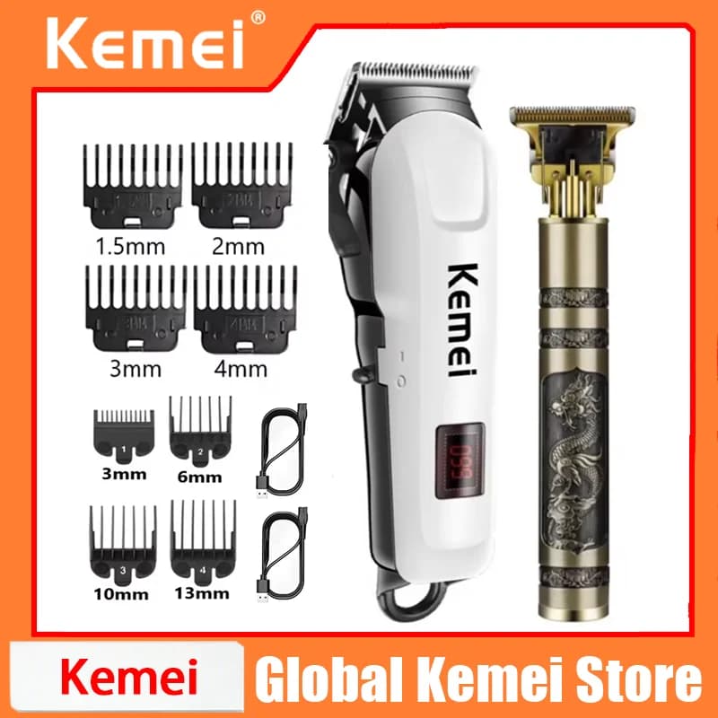 Tagliacapelli Elettrico Kemei, Trimmer Senza Fili Professionale per Uomo, Macchina Ricaricabile per Taglio Capelli, Modello 809A T9