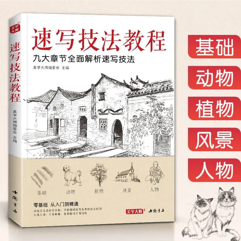 HVV Sketching Technique Tutorial Entry Copy Painting Book Flower Animal Landscape Character Pencil Hand Children'S Beginners