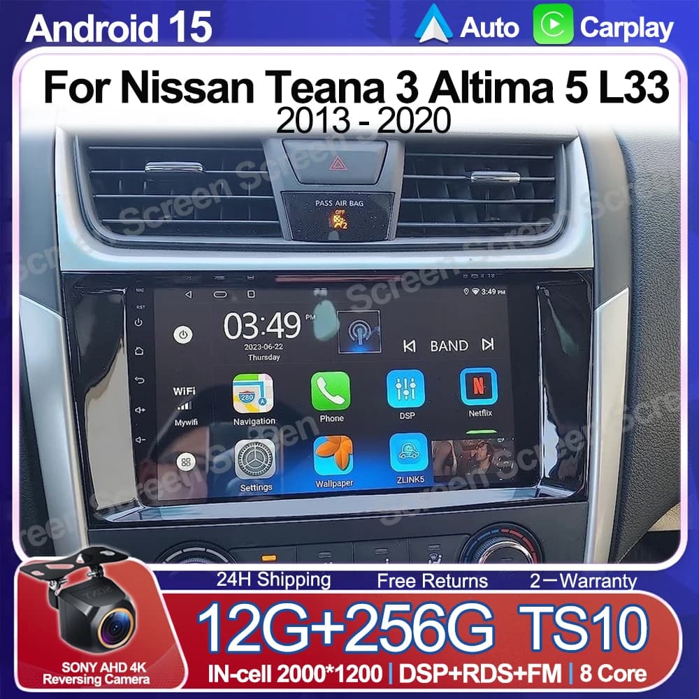 Android 15 Per Nissan Teana 3 Altima 5 L33 2013 - 2020 Auto Radio Multimedia Video Player di Navigazione GPS Senza Fili Auto Carplay 5G