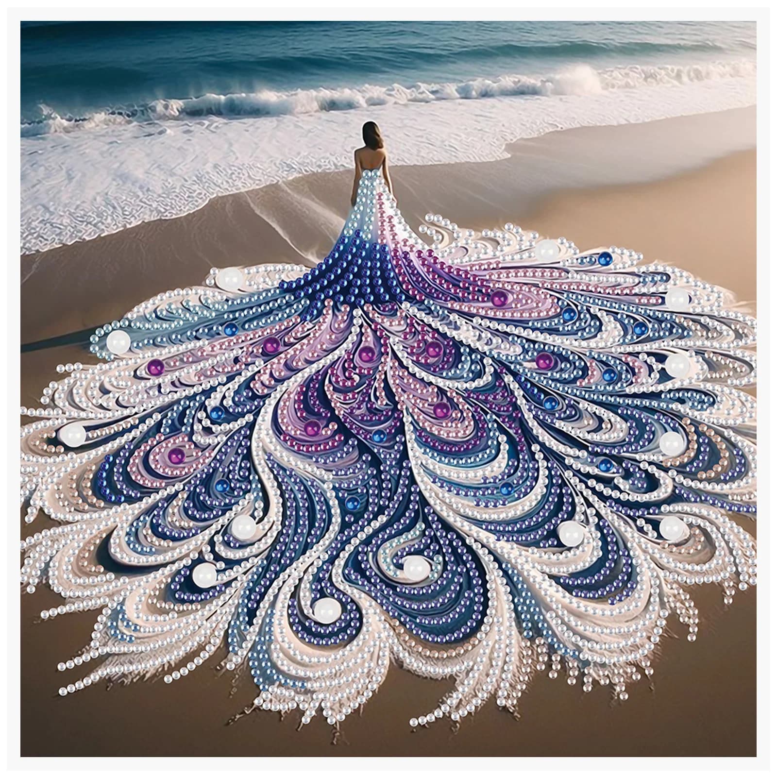 Kit di pittura con diamanti a forma speciale per principianti e adulti, kit di pittura con diamanti per donna da spiaggia fai da te per regalo di decorazione della parete di casa