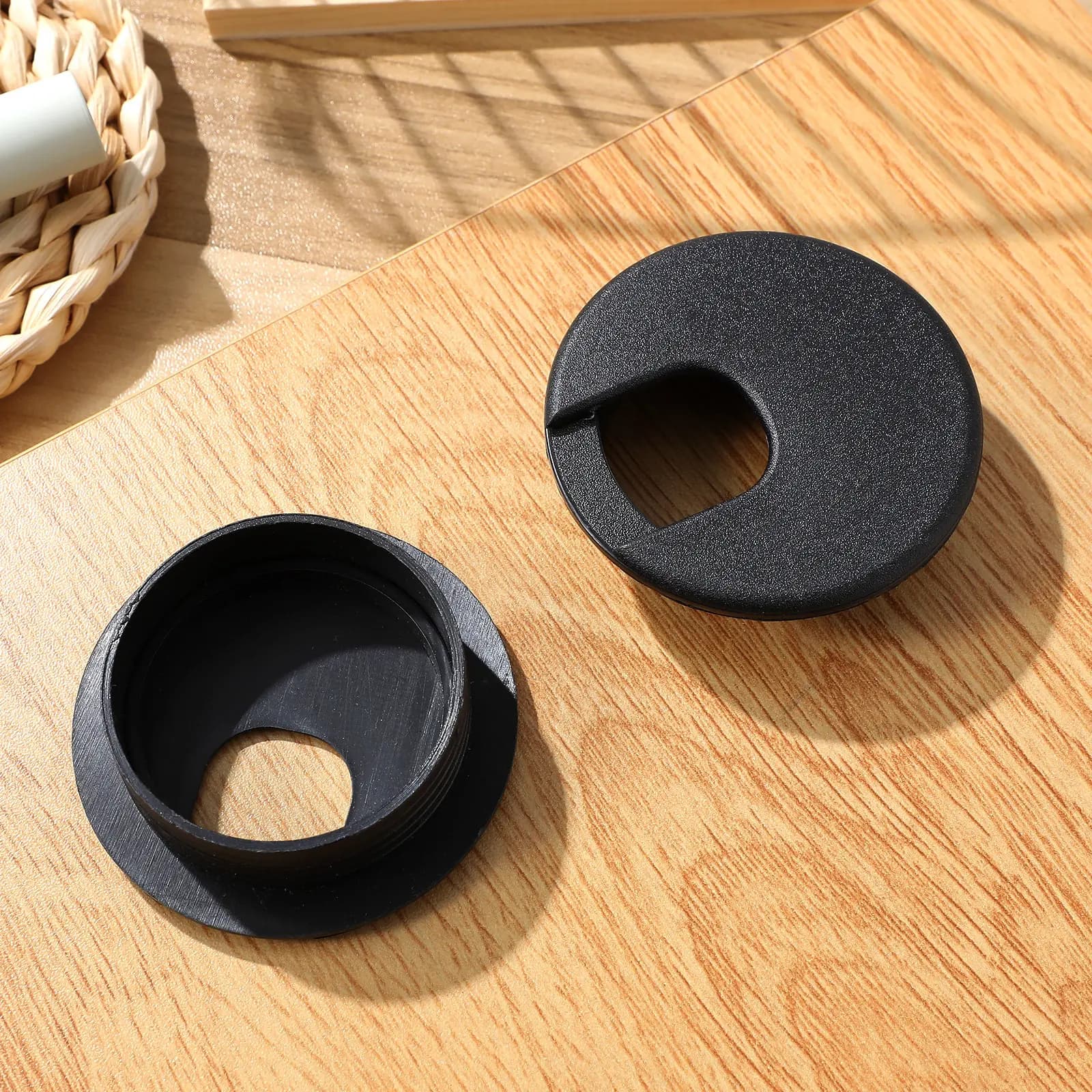 6Pcs Desk Cable Hole Covers Thickened Plastic Desk Wire Hole Grommets Stable Fix Cable Management Caps for Office Home Use