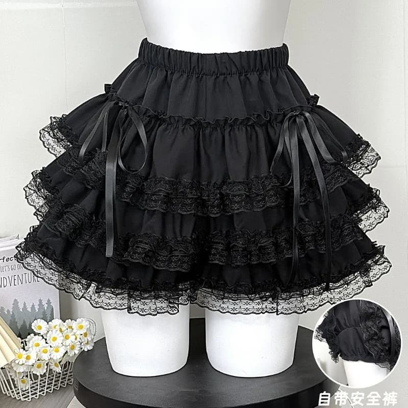 Nuova Gonna Mini Elegante da Donna Stile Balletcore Gotico con Pizzo a Strati, Vita Alta, Soffice, Stile Y2K, Gonna da Principessa Dolce per l'Estate