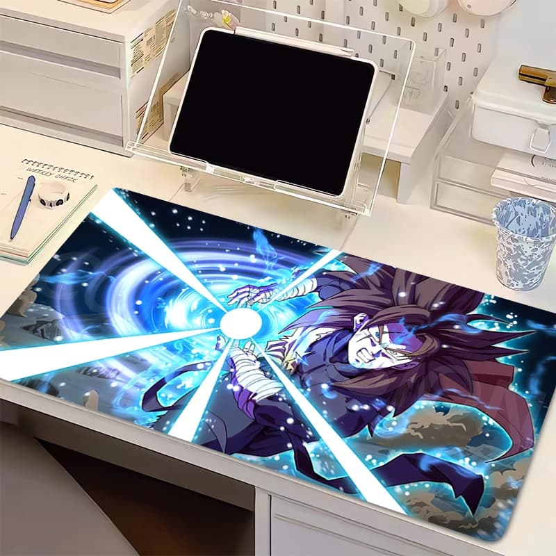 Tappetino per Mouse da Gaming 90x40cm DBZ Dragon Ball Z, Base in Gomma Naturale, Bianco, per Scrivania, Tastiera, Ufficio, Computer, Laptop