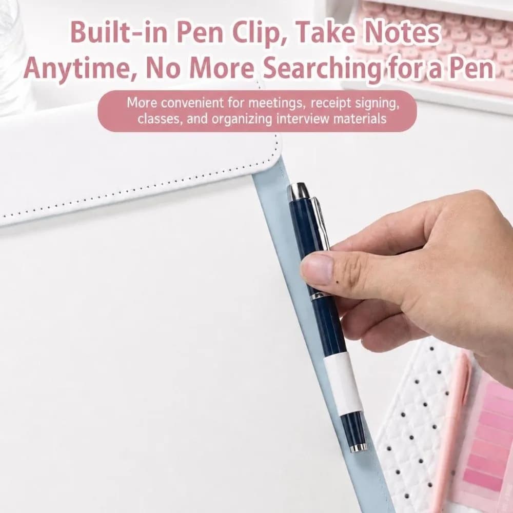 Portable PU Leather A4 Clipboard Double-Clips Multi-Function Writing Board Pad Magnetic A4 File Folder Meeting