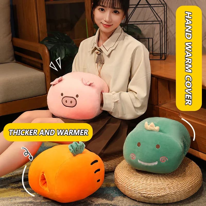 Giocattoli di Peluche a Forma di Cartone Animato per l'Inverno, Scaldamani per Bambini, Cuscino Morbido a Forma di Animale, Cuscino Riscaldante Non Elettrico, Regalo Carino