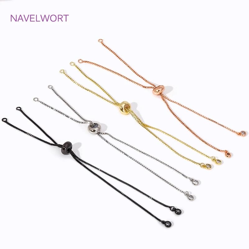 Catena a scatola regolabile in ottone placcato oro 18 carati Multi stili con perline con inserto in Silicone per accessori per la creazione di gioielli con bracciale fai da te