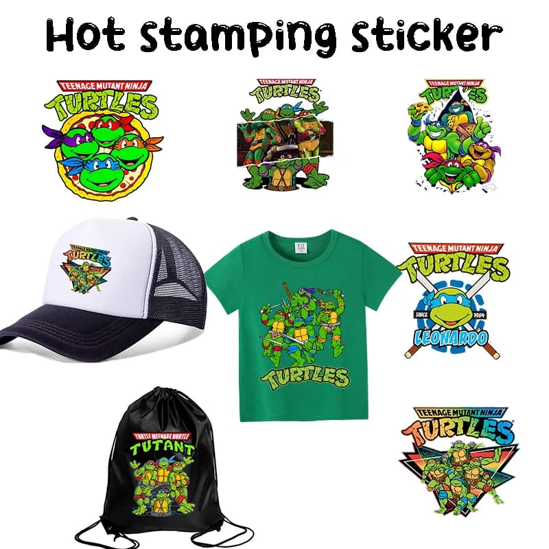Wall stickers Thermotransferable Turtles Ninja for T-shirts, Patch Thermoadhesive with Print Cartoon, Thermal Decalcomanie DIY, Gift