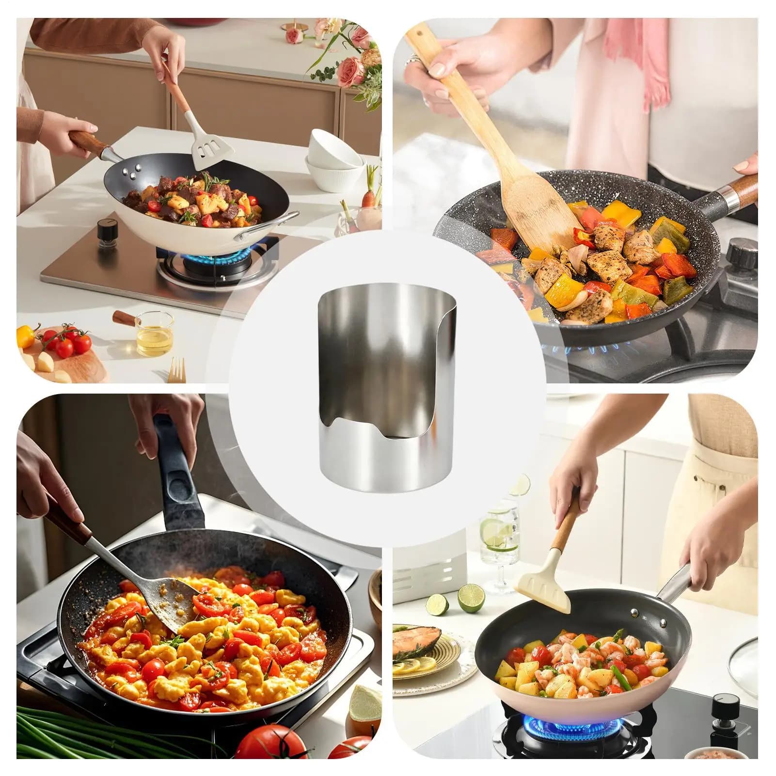 Spoon And Lid Utensil Holder, Multi-purpose Stainless Steel Kitchen Organizer For Spoons, Ladles, Cutting Boards