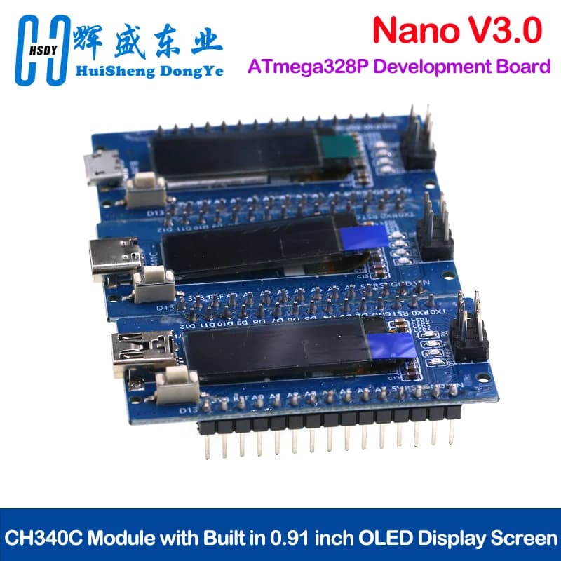 Development card Nano V3.0 ATmega328P CH340C 0,91 inch 128*32 white OLED display for Arduino Nano V3.0 MINI USB