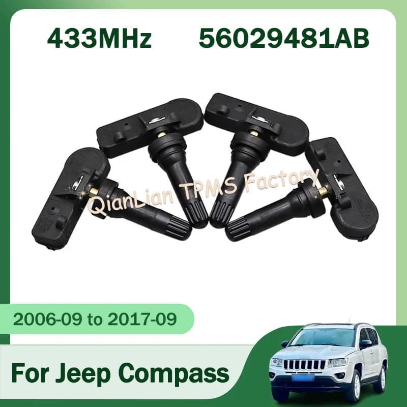 56029481AB 1/4 pz 433 MHz Sensore TPMS Per Jeep Compass Grand Cherokee Patriot Sistema di Monitoraggio della Pressione Dei Pneumatici 56029359AC