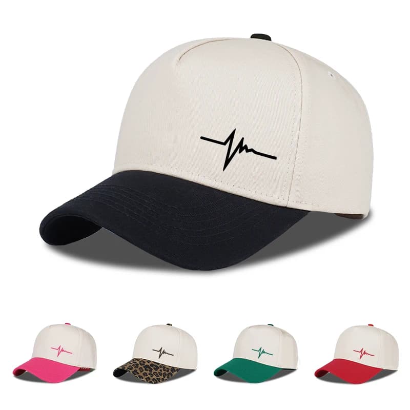 Heartbeat ECG Print Two Tone Baseball Cap Adjustable Unisex Casual Sun Hat