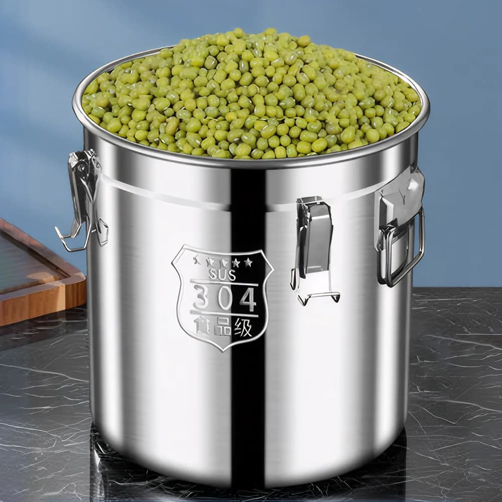 6/12/21 liters stainless steel airtight container with sealing lid Bucket for milk conservation, rice oil, domestic kitchen, food container