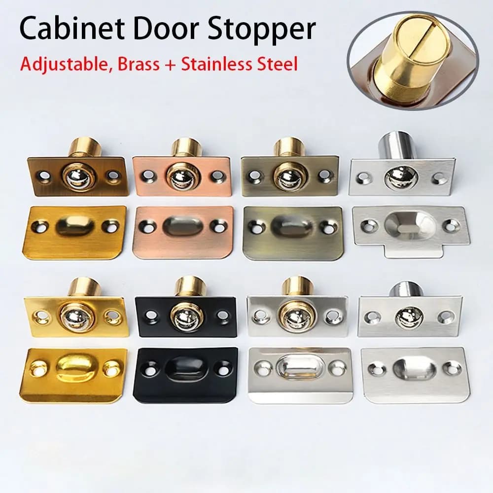 1 set porta dell'armadio porta dell'armadio chiusura a sfera con molla a rulli hardware per mobili fermaporta con viti regolabili