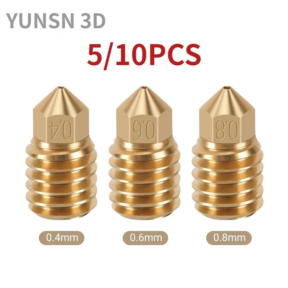 Ugelli 5/10 MK8 0,4 mm 0,6 mm, parti della stampante 3D Ugelli in ottone filettato M9 per Bamboo Lab X1/P1P 1,75 mm Filamento stampato 3D
