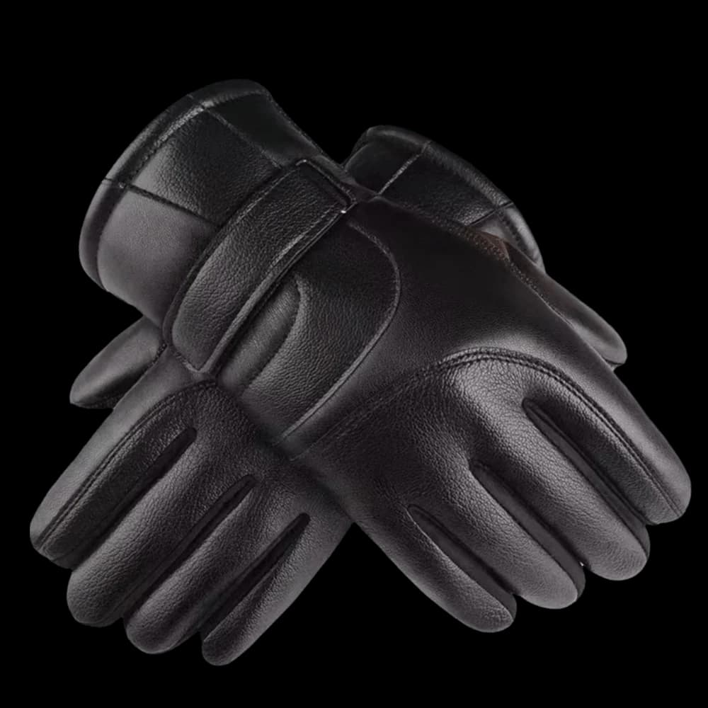 Warm Faux Leather Winter Men Gloves Windproof Waterproof Motorcycle Gloves Non-Slip Thick Fleece Lined Driving Gloves Winter