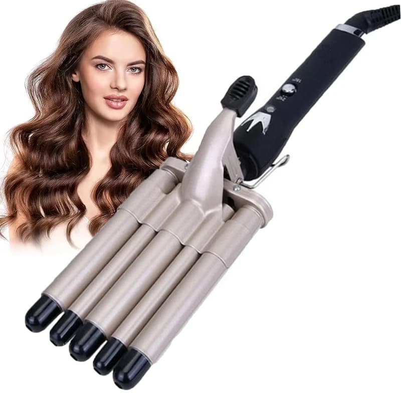 Home Use Five Barrel Ceramic Ionic Big Wave Curler Curling Iron With Triple Barrel Automatic Hair Curler