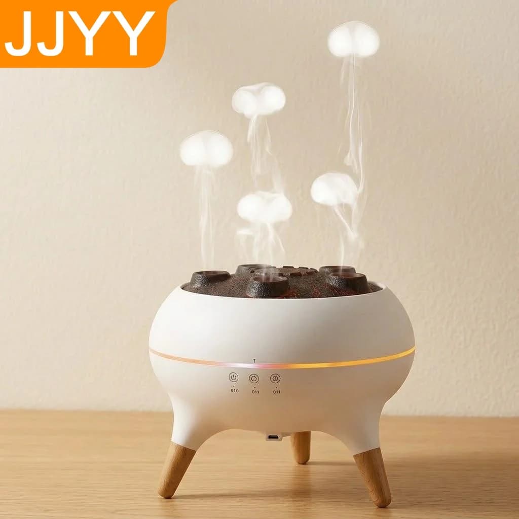 Umidificatore a Nebbia Fredda a Forma di Medusa Dinamica per Camera da Letto, Ultra Silenzioso 28dB, Diffusore di Aromi con 7 Luci Colorate e Spegnimento Automatico