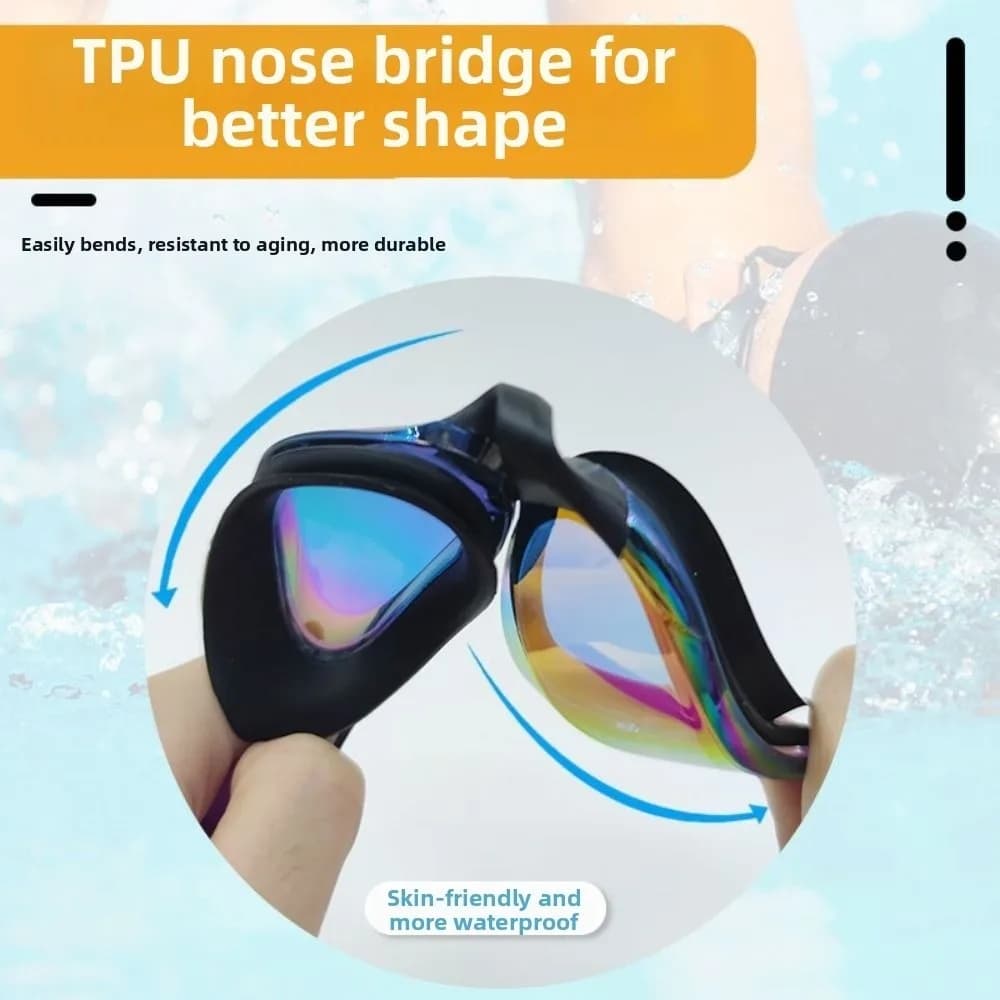 Swimwear for Adults HD Vision with UV Protection, Adjustable, Waterproof, Large Visual, Non-slip, for Swimming Gare