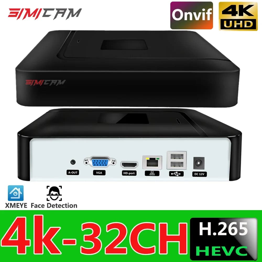 Network recorder 4K H.265 NVR system 8/9/16/32 channels for IP cameras 1080P 3MP 4MP 5MP 6MP 8MP 4K Motion detection ONVIF