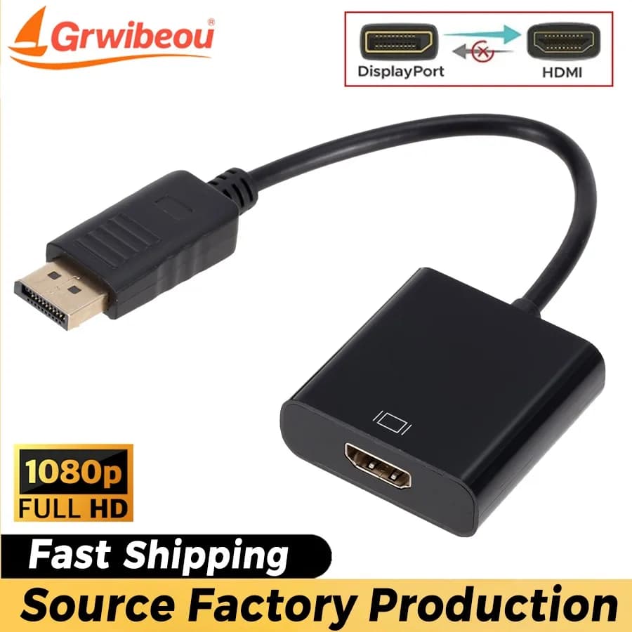 Adattatore DisplayPort a HDMI compatibile Grwibeou da DP maschio a HD femmina per Macbook Pro Air, proiettore, fotocamera, TV, computer portatile