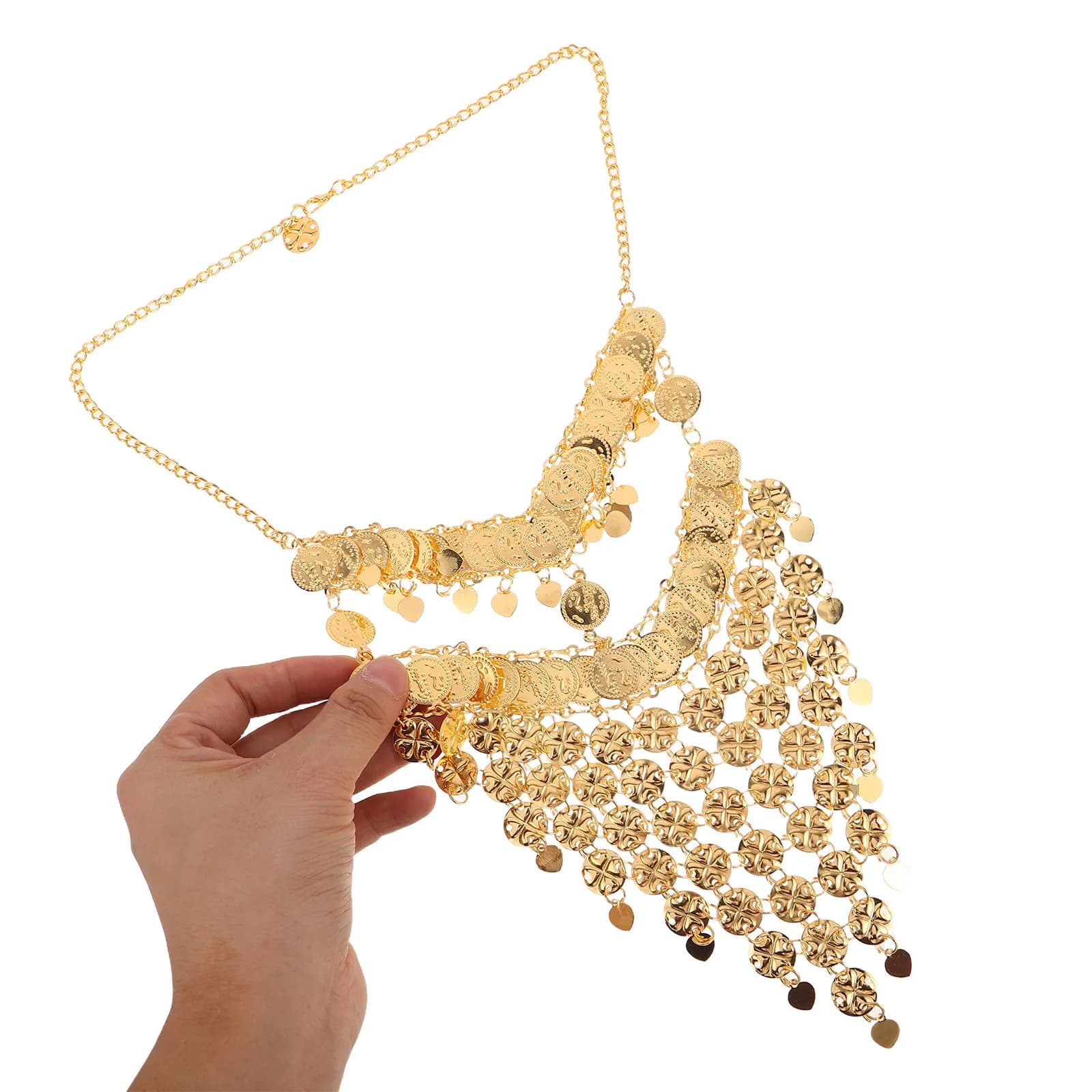Velo per Danza del Ventre con Monete Metalliche Scintillanti, Maschera per Danza Tribale Araba, Accessorio per Costume di Halloween