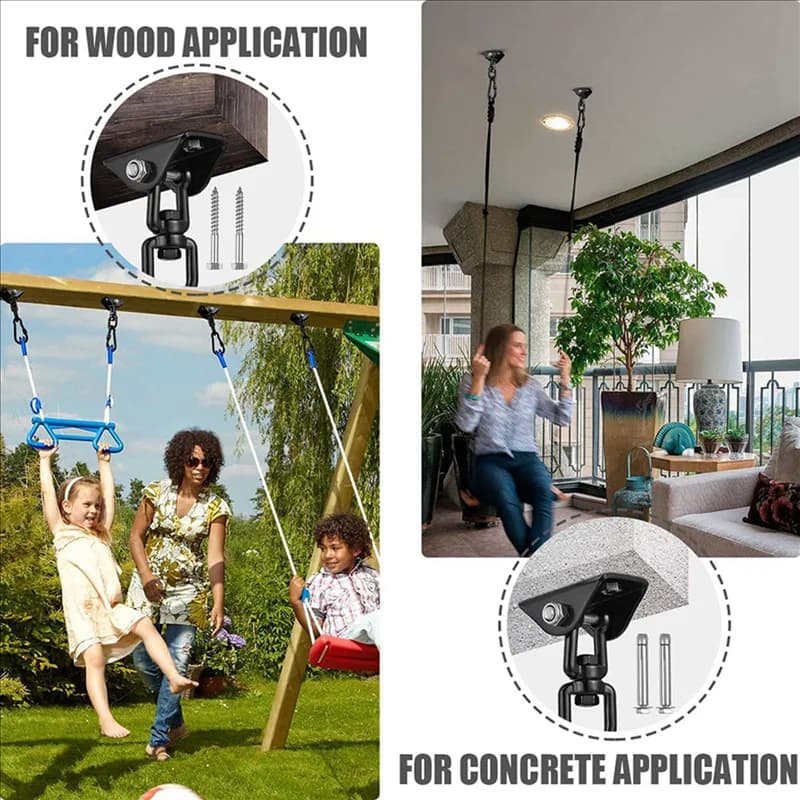 MOPHE-2X Suspended chair with ceiling hook 360 ° Wheel the 450 kg oscillating hook. oscillating suspension hook for boxing bag, hammock, yoga, etc.