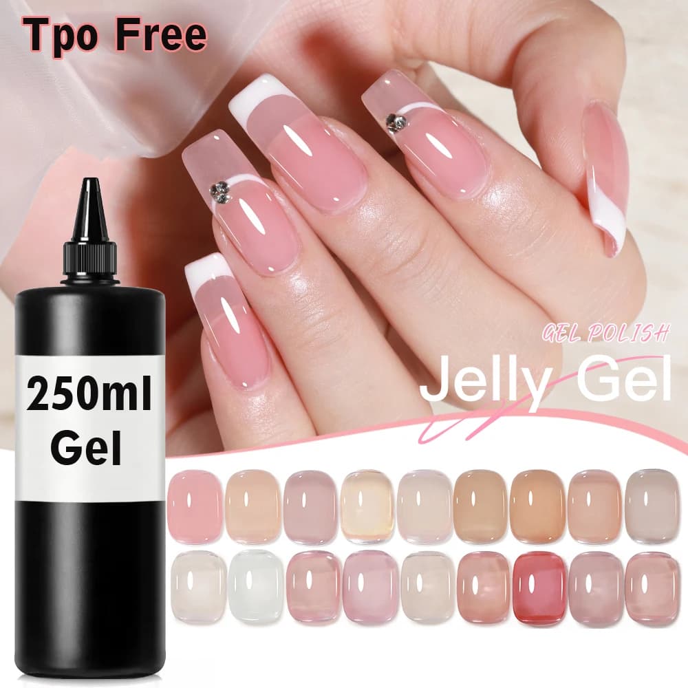 Smalto Gel per Unghie Bianco Latte 250ml, Confezione Ricaricabile, Vernice Traslucida Semipermanente UV