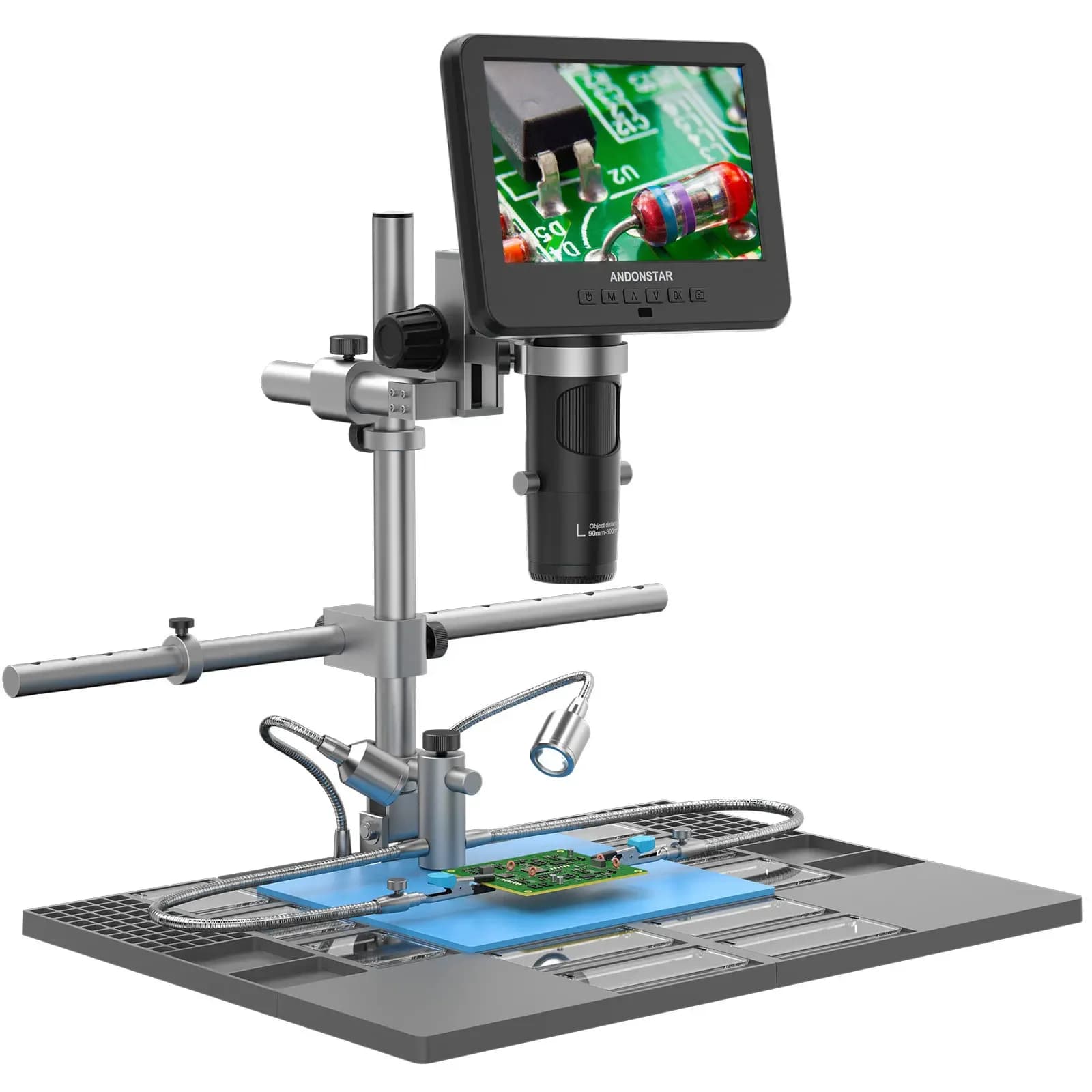 Andonstar AD246SM-Plus Microscopio digitale ad alta definizione con schermo da 7 pollici per riparazioni e manutenzione PCB