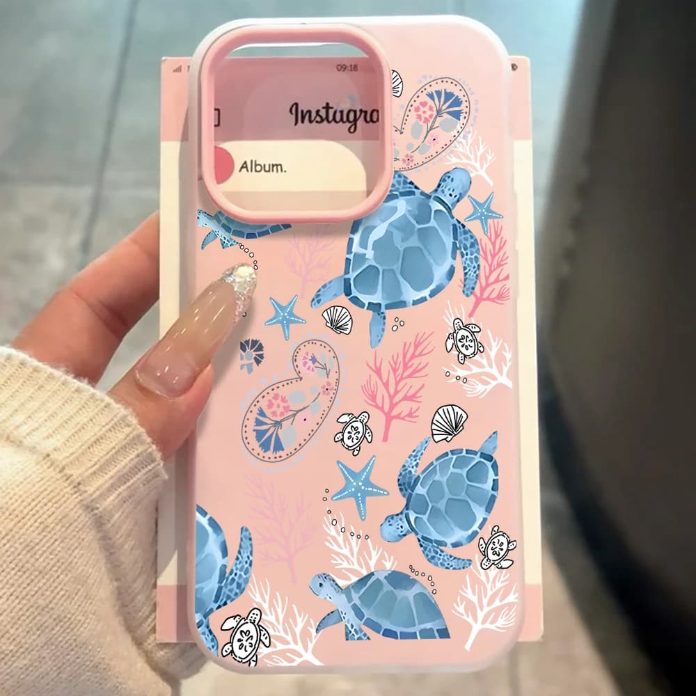 Blue Turtle Coral Sea Print Phone Case For Redmi Note 14 13 11 10 12 Pro 4G 15C 13C 14C Note 13 10 12 11 Protection Matte Cover