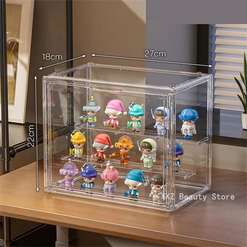 1/2 pezzi scaletta trasparente fatta a mano modello di auto anime scatola di immagazzinaggio tre strati antipolvere cieco gioielli smistamento display acrilico