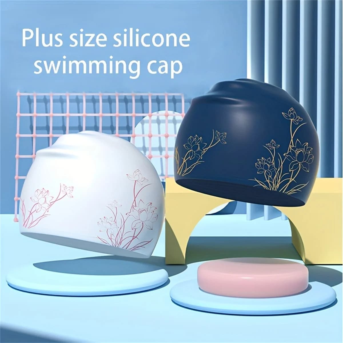 1 cappuccio da nuoto in silicone alla moda, ad alta elasticità, per adulti