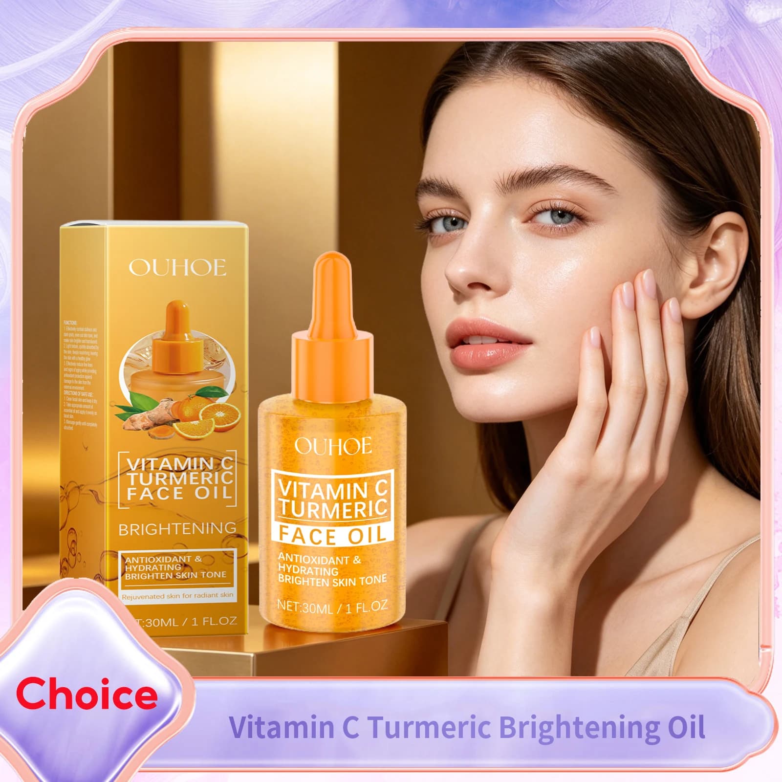 Turmeric Vitamin C Face Essential Oil Anti Aging Anti-Oxidation Brightening Dark Spot Tighten Pores Even Skin Tone Facial Serum