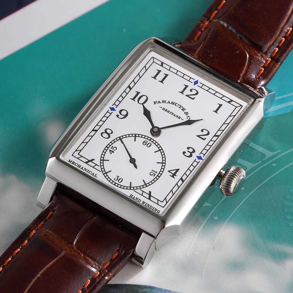 FARASUTE Orologio da Polso Meccanico Manuale Personalizzato 31mm Quadrato, Lussuoso con Vetro Zaffiro e Acciaio Inossidabile Impermeabile