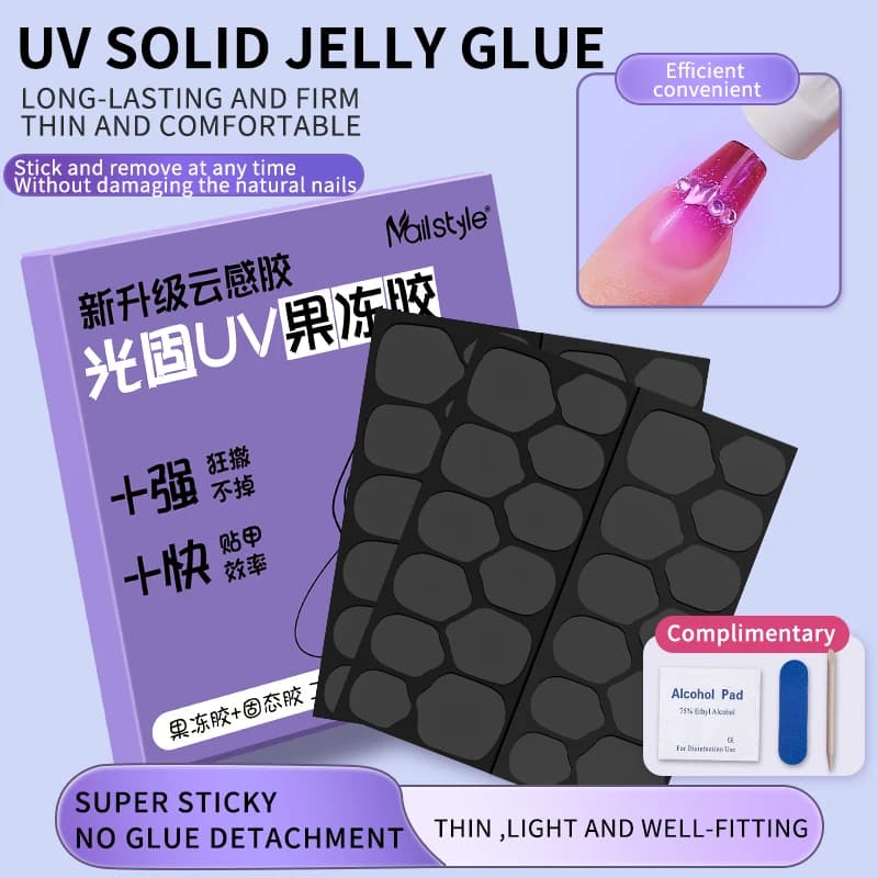 Adesivo per unghie con colla a doppia faccia Schede adesive Adesivi per colla per unghie finte traspiranti impermeabili Colla gelatinosa UV Suggerimenti per unghie finte
