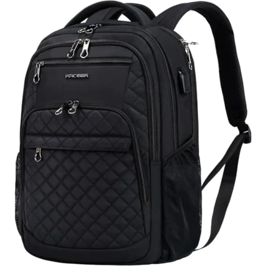 Zaino da Viaggio per Laptop 17 Pollici, Grande Zaino per Computer Idrorepellente con Porta USB e Tasche RFID per Lavoro/Autobus