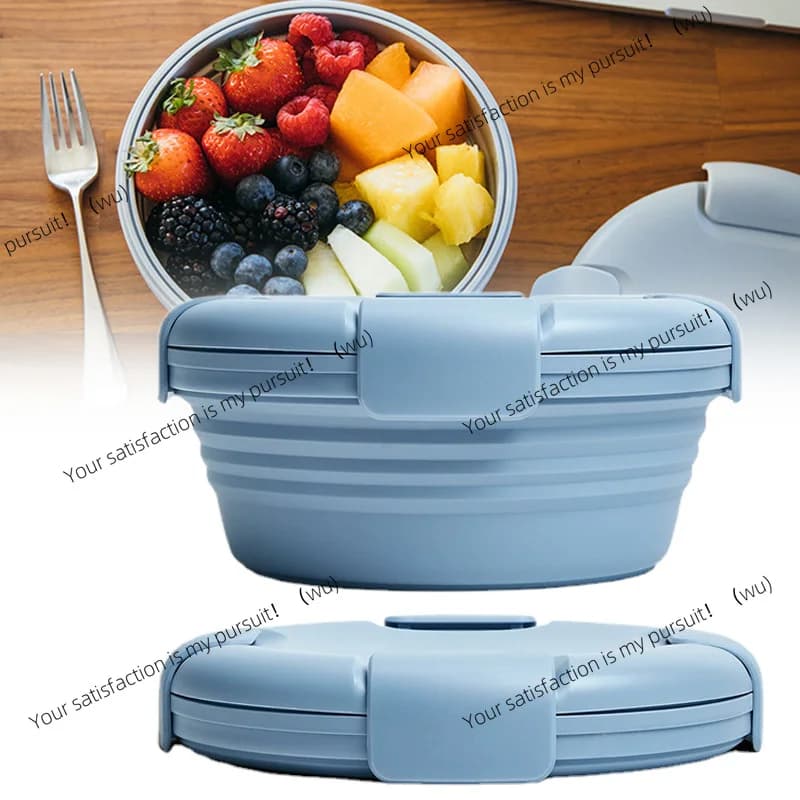 Accessori da campeggio per bento box telescopico portatile pieghevole in silicone per il pranzo