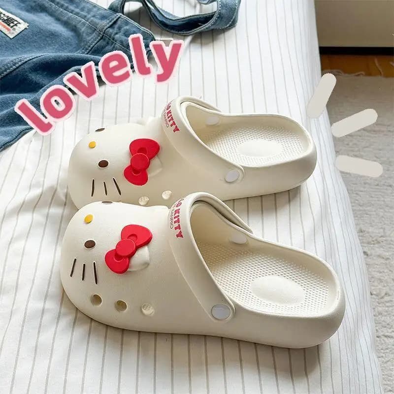 Sandali Croc per Bambine Hello Kitty Antiscivolo Estivi Nuovi Sanrio con Suola Spessa Rialzata Ciabatte Traspiranti alla Moda