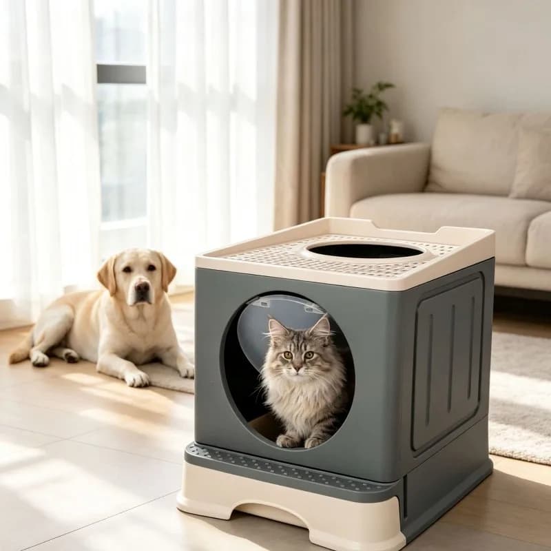 Large Double Layer Drawer Cat Litter Box Fully Enclosed Splash Proof Odor Control Portable Easy Care Pet Cat Toilet