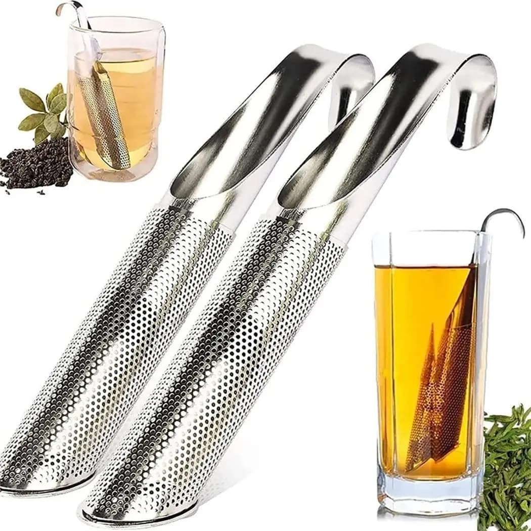 Accessori per il tè portatili per la casa Filtro per macchina da tè in acciaio inossidabile Design per tubazioni Cucchiaino da tè Birra Manico lungo Tazza creativa in metallo