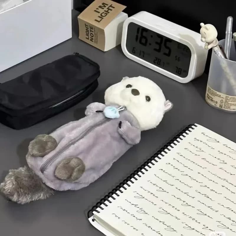 Sea Otter Plush Pencil Case - Cute High Value Stationery Bag with Soft Doll Design, Complete Learning Supplies Set