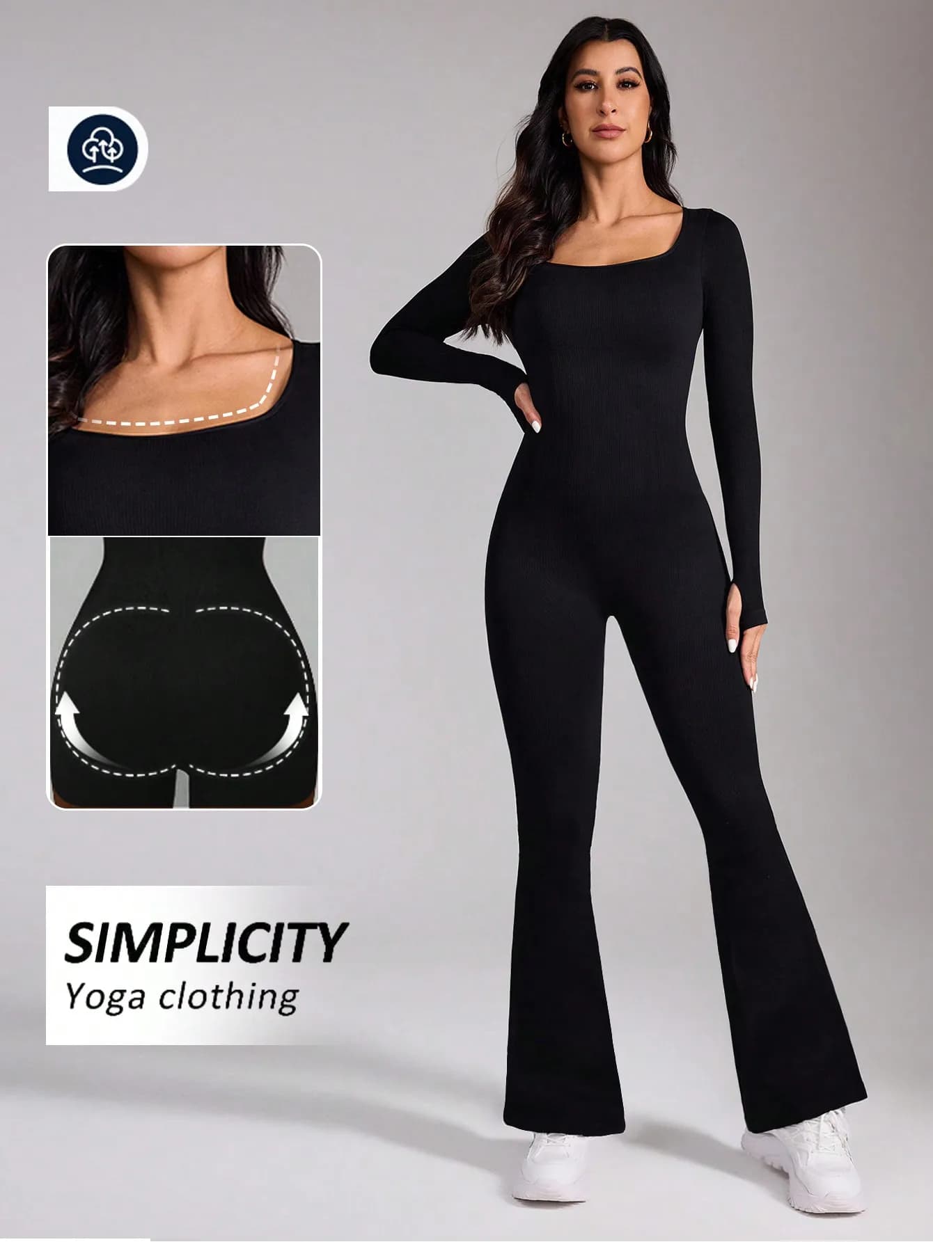Casual flared pants for women, high waisted, hip lifted, wide leg pants, micro flared sports yoga jumpsuit