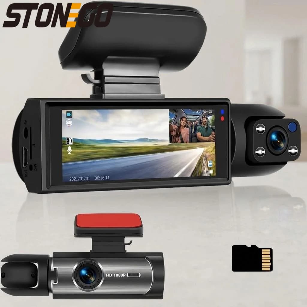 Dash Cam Dual HD 1080P with Camera Front and Back, Night Vision IR, Sensor G, 3.16 Inch IPS Screen, Car Guide Recorder