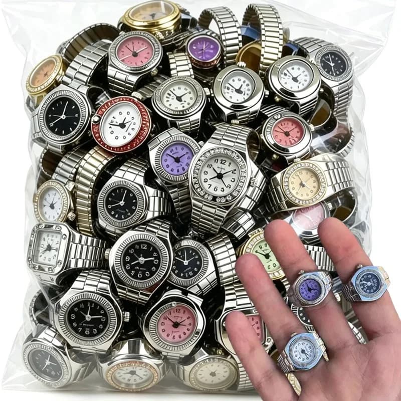 Retro Watch Ring Y2K Punk Quartz Finger Watch Unisex Elastic Design Nostalgic 80s Style Jewelry Couples Fashion Accessory