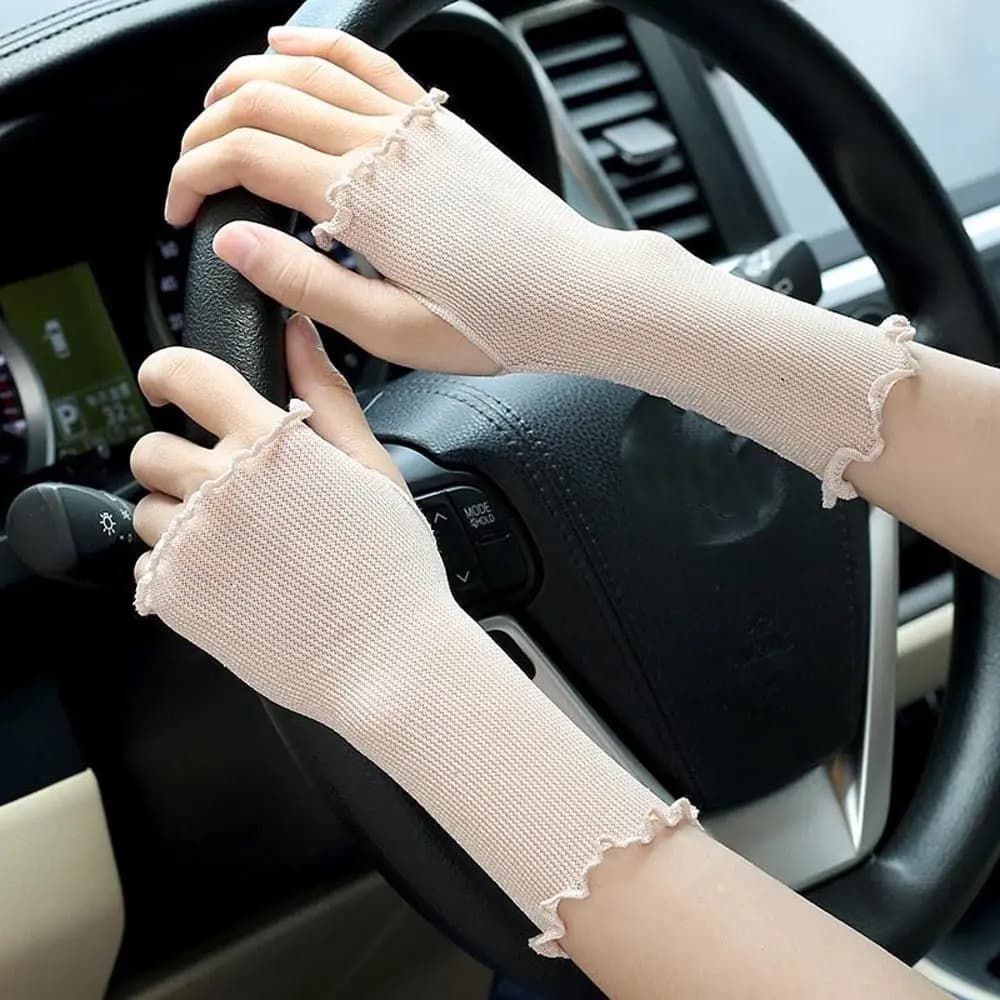 Summer For Girls Anti-UV Cycling Driving Touch Screen Transparent Mesh Half Finger Gloves Women Mittens Fingerless Gloves