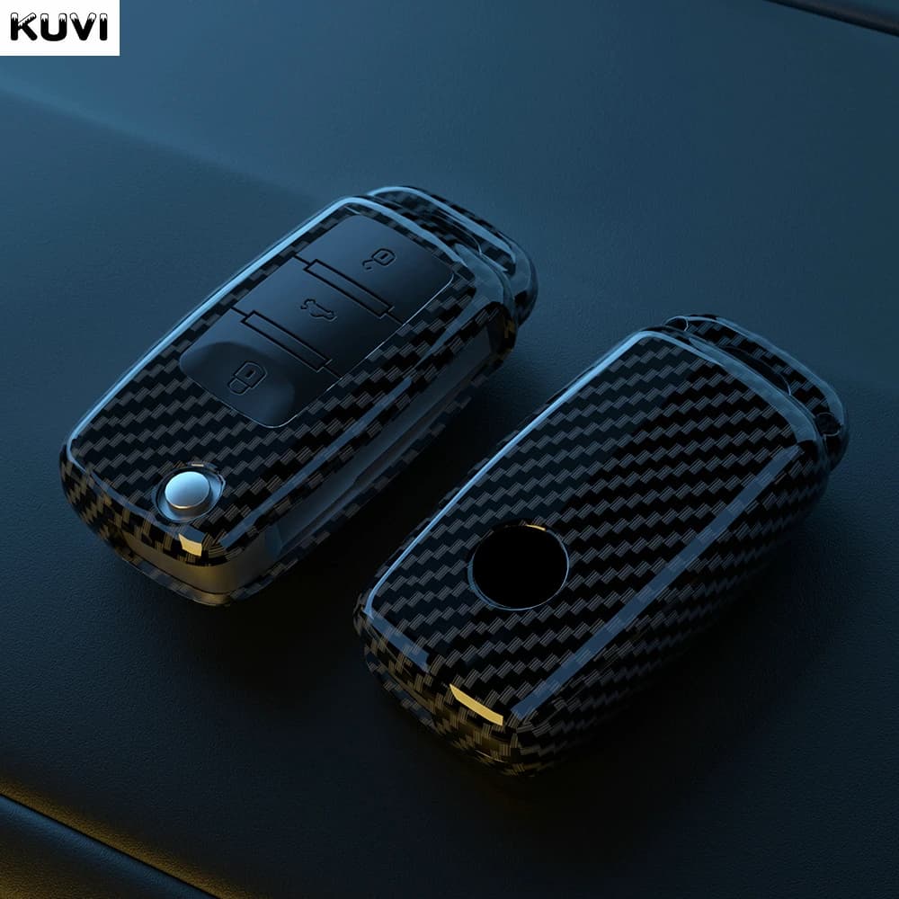 Custodia per chiave auto in carbonio ABS per VW Volkswagen Polo Tiguan Passat B5 B6 B7 Golf 4 5 6 MK6 Jetta Lavida Skoda Octavia Seat Leon